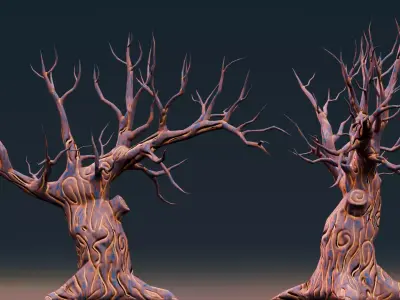 Stylized Halloween Props - Withered Tree 2 Low-poly 3D model