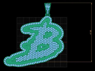 HIP HOP STYLISH ALPHABET B PENDANT 3D PRINTABLE MODEL 3D print model