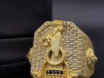 Farvahar and Lion Gem Ring 3D print model