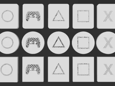 Voronoi gaming icons collection 3D print model