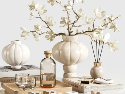  Magnolia Serenity Decor Set 3D model
