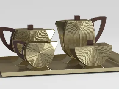 Decoration 25 Tea Set Art Deco 3D model