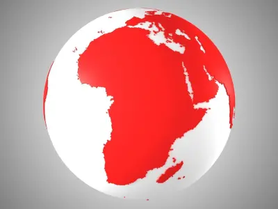 Solid Color Red White Globe 3D model