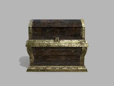 Chest wooden Low-poly 3D model