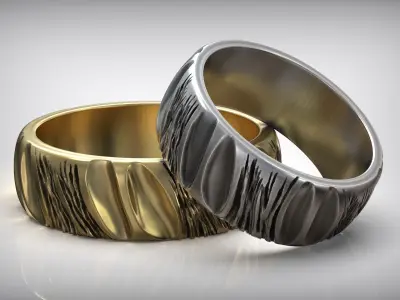 Designer Art Gold Wedding Band 3D print model
