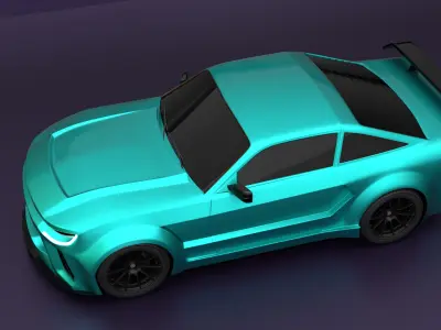 High Performance Aqua Green Sports Car 3D Model  Blender Shaded 3D model