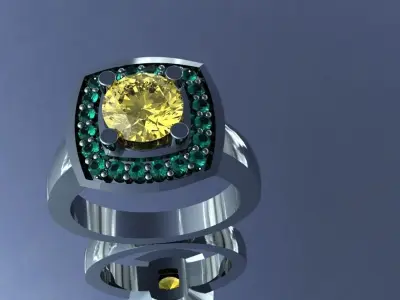 Ladies Round Diamond Halo Gold Silver Luxury Womens Jewelry 3D print model
