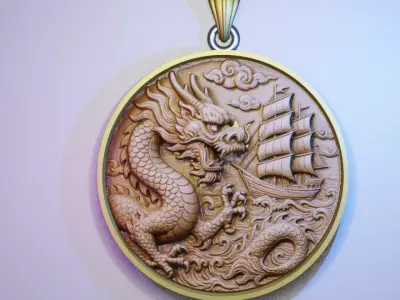 Chinese Dragon Pendant  3D print model