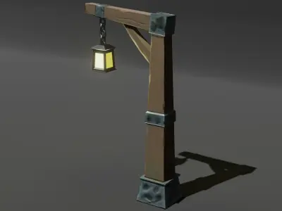 Stylized Lamp Post Free low-poly 3D model purchase