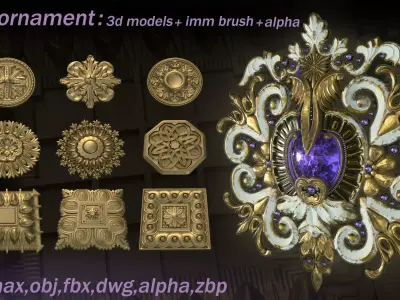 127 Ornament 3D Models and IMMBrushes and Alphas VOL 01 3D model