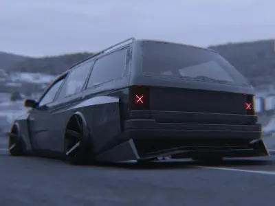 Tuning old car passat b3 1990 3D model