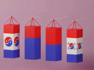  Cartoon Korean Lantern Collection Low-poly 3D model