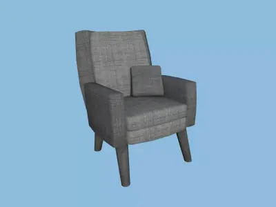 Gray Fabric Armchair Pillow - Furniture Interior Design Free low-poly 3D model