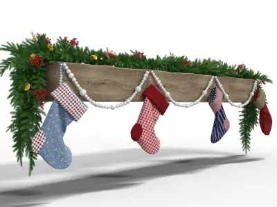 Decorative Shelf For Christmas Low-poly 3D model