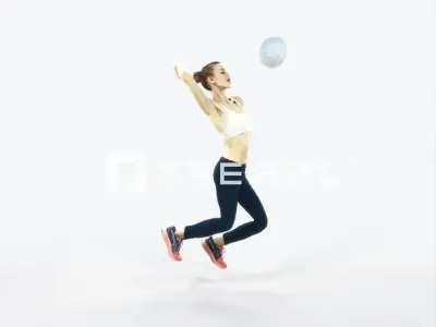 Beauty 17L Jumping Smashing Jumping Sports Woman Low-poly 3D model