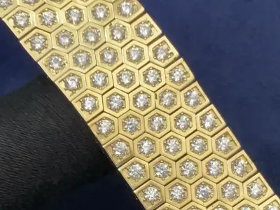  Luxury Hexagon Gold Bracelet with Diamonds 3D print model