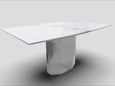 Dining Furniture Set Leather Chair Marble Table 3D model