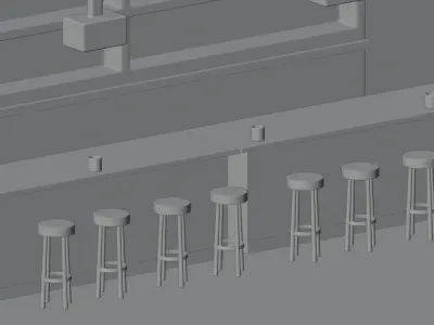 Full Scene Bar Stool 3D model