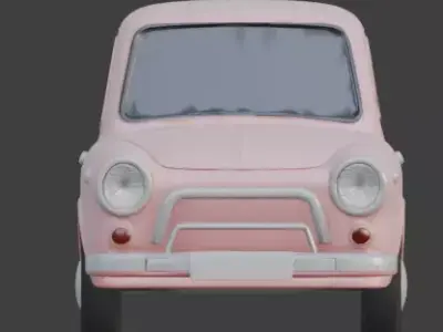 Pink Cartoon Mini Car 3D Model Low-poly 3D model