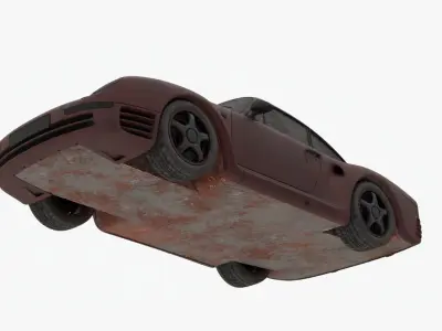 4K Textures Abandoned Rusty 1987 Sport Car Low-poly 3D model