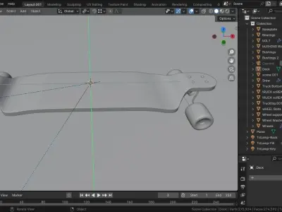 Long Board Free low-poly 3D model