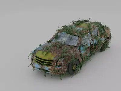 Damaged Rusty Car Low-poly 3D model