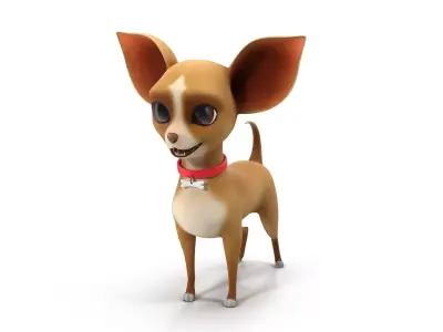 Cartoon dog chihuahua Low-poly 3D model