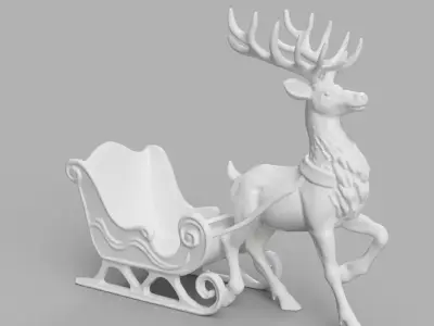 Christmas Reindeer and Sleigh 3D print model