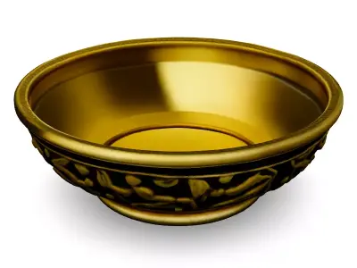 Ornate Gold and Black Bowl Low-poly 3D model