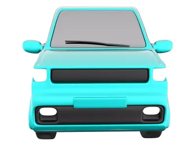 3d turquoise electric car icon 3D model