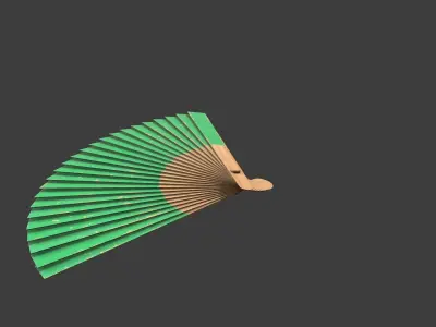Green Wooden Handheld Fan Low-poly 3D model