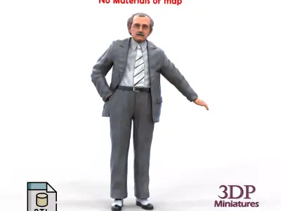 Ferdinand Porsche leaning on the car 3D print model