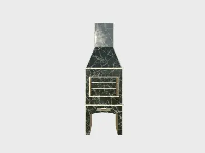 Brazilian Barbecue Grill 04 Black Marble - Interior Design Low-poly 3D model