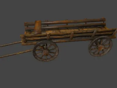 Wooden  Cart Low-poly 3D model