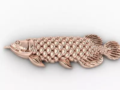 arowana fish relief 3D print model