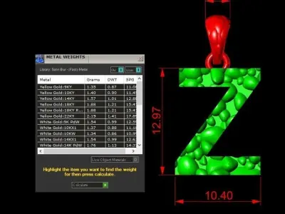 Z LETTER Alphabet ROCKS PENDANT 3D print model 3D print model