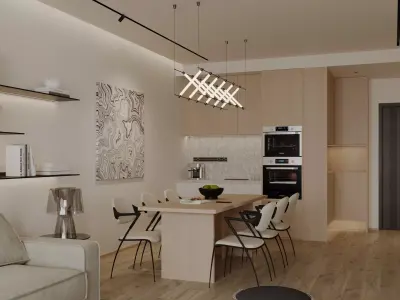 Modern living room dining room interior scenes 267 3D model