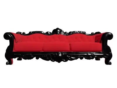 Baroque Red Velvet Ornate Sofa Low-poly 3D model