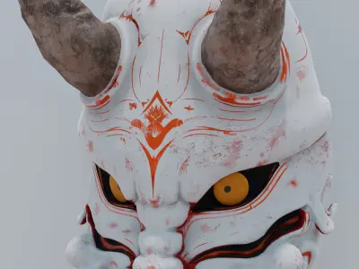 Japanese Oni mask  Free low-poly 3D model