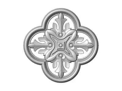 Gothic clover frame floral carving rosette relief ornament 3D print model