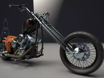 Custom Chopper Motorcycle 3D model