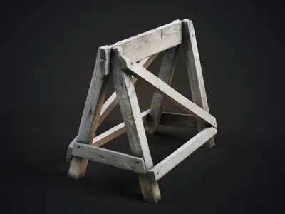 Wood barricade Low-poly 3D model