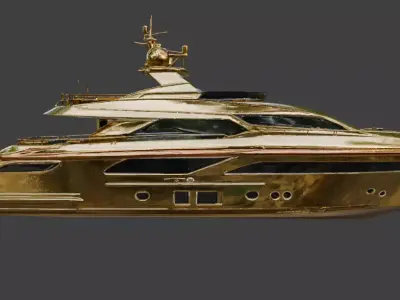Luxury Gold Metallic Sport Yacht 3D Model 3D model