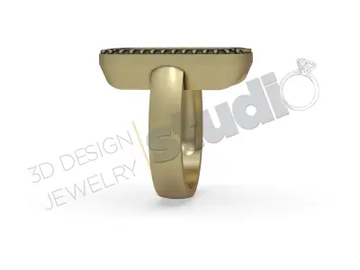 Luxury ring with custom main stone 3d model 3D print model
