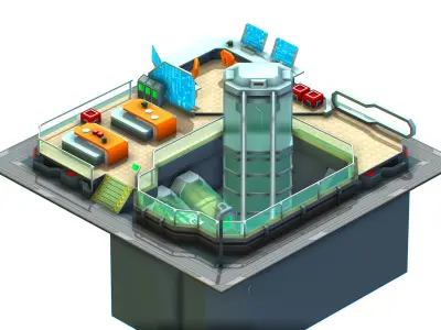 isometrical recreation room barrack hospital 3 Low-poly 3D model