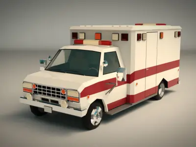 Low Poly Ambulance 02 Low-poly 3D model