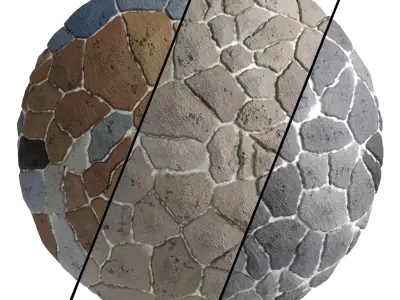 Ston Wall Material 4- By 3 color Pbr By Sbsar 4k 3D model