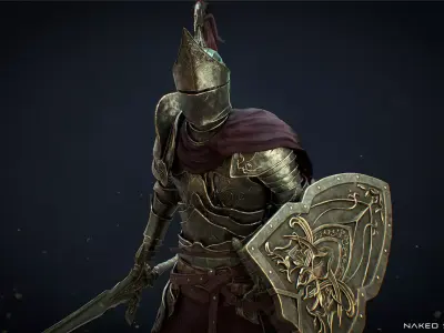 Dark crusader Knight - Game-ready Low-poly 3D model