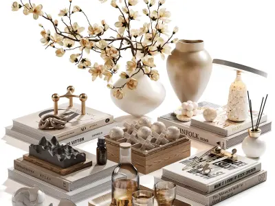  Golden Stillness Tabletop Styling with Magnolia 3D model