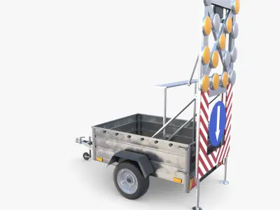 Roadworks trailer v1 Low-poly 3D model